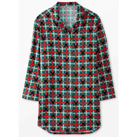 HANNA ANDERSSON Women's Disney Mickey Mouse Holiday Flannel Nightshirt Size Med - Picture 1 of 10